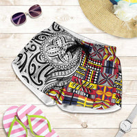 Niue Hiapo and Maori Decoration Tattoos Shorts for Women - Polynesian Pride