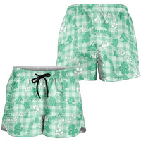 Omaomao Aloha Hawaii Shorts for Women Plumeria Lei With Palaka Motif LT14 - Polynesian Pride