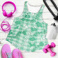 Omaomao Aloha Hawaii Women Racerback Tank Plumeria Lei With Palaka Motif LT14 Green - Polynesian Pride