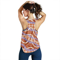 Orange Hawaii Palaka Honohono Pikake Women Racerback Tank Hawaiian Orchid Lei Polynesian Pattern LT14 - Polynesian Pride