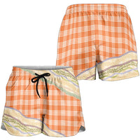 Orange Palaka Hawaii Leis Elegant Vibes Shorts for Women