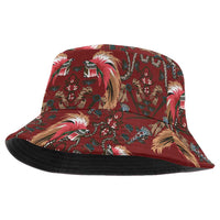Oxblood Bird of Batik Papua Bucket Hat Exotic Natural Wealth of Papua LT9 One Size Red - Polynesian Pride