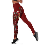 Oxblood Bird of Batik Papua Leggings Exotic Natural Wealth of Papua LT9 Red - Polynesian Pride