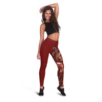 Oxblood Bird of Batik Papua Leggings Exotic Natural Wealth of Papua LT9 - Polynesian Pride
