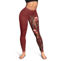 Oxblood Bird of Batik Papua Leggings Exotic Natural Wealth of Papua LT9 - Polynesian Pride