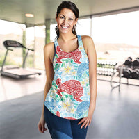 Palaka with Honu and Plumeria Women Racerback Tank Hawaiian Heritage Spirit LT9 - Polynesian Pride