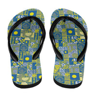 Palau Ungil Kurismas Flip Flops Pacific Patchwork Xmas Vibes - Polynesian Pride