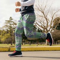 Pastel Green Hawaii Palaka Honohono Pikake Jogger Pants Hawaiian Orchid Lei Polynesian Pattern - Polynesian Pride