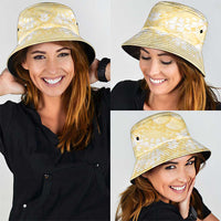 Pastel Yellow Mermaid Puakenikeni Maile Lei Bucket Hat