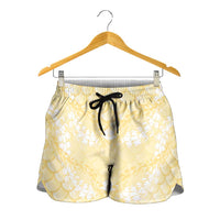 Pastel Yellow Mermaid Puakenikeni Maile Lei Shorts for Women