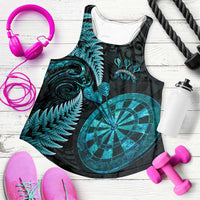 New Zealand Darts Women Racerback Tank Happiness Is A Tight Threesome Maori Paua Shell LT14 Turquoise - Polynesian Pride
