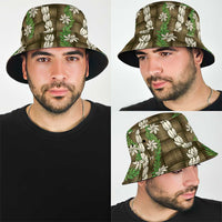 Pikake Maile Tiare Lei Bucket Hat Natural Lauhala Pattern