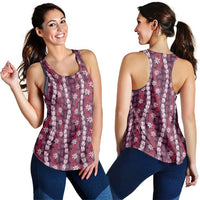 Pikake Maile Tiare Lei Women Racerback Tank Akala Lauhala Pattern