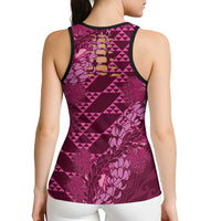 Pink Aloha Hawaii Hollow Tank Top Hawaiian Kakau Ohia Lehua Lei - Polynesian Pride