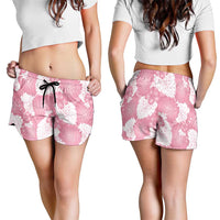 Pink Aloha Hawaii Shorts for Women Monstera Hibiscus Plumeria Seamless Vibes LT14 - Polynesian Pride