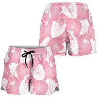 Pink Aloha Hawaii Shorts for Women Monstera Hibiscus Plumeria Seamless Vibes LT14 - Polynesian Pride