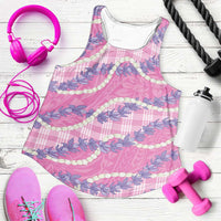 Pink Hawaii Palaka Honohono Pikake Women Racerback Tank Hawaiian Orchid Lei Polynesian Pattern LT14 Pink - Polynesian Pride
