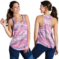 Pink Hawaii Palaka Honohono Pikake Women Racerback Tank Hawaiian Orchid Lei Polynesian Pattern LT14 - Polynesian Pride