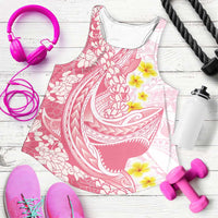 Pink Hawaii Shark Tattoo Women Racerback Tank Puakenikeni Lei Plumeria Polynesian Pattern