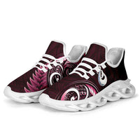 Pink New Zealand Clunky Sneakers Aotearoa Silver Fern With Manaia Maori Unique LT14 - Polynesian Pride