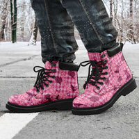 Pink Palaka Hawaii Cowboy All Season Boots Puakenikeni Lei Paniolo Papale Seamless Vibes LT14 - Polynesian Pride