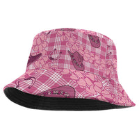 Pink Palaka Hawaii Cowboy Bucket Hat Puakenikeni Lei Paniolo Papale Seamless Vibes LT14 One Size Pink - Polynesian Pride
