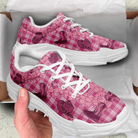 Pink Palaka Hawaii Cowboy Chunky Sneakers Puakenikeni Lei Paniolo Papale Seamless Vibes LT14 - Polynesian Pride