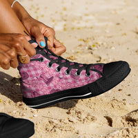 Pink Palaka Hawaii Cowboy High Top Shoes Puakenikeni Lei Paniolo Papale Seamless Vibes LT14 - Polynesian Pride