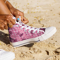 Pink Palaka Hawaii Cowboy High Top Shoes Puakenikeni Lei Paniolo Papale Seamless Vibes LT14 - Polynesian Pride