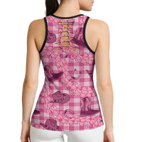Pink Palaka Hawaii Cowboy Hollow Tank Top Puakenikeni Lei Paniolo Papale Seamless Vibes LT14 - Polynesian Pride