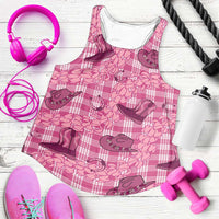 Pink Palaka Hawaii Cowboy Women Racerback Tank Puakenikeni Lei Paniolo Papale Seamless Vibes LT14 Pink - Polynesian Pride