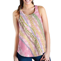 Pink Palaka Hawaii Leis Women Racerback Tank Hawaiian-plaid Elegant Tropical Vibes - Polynesian Pride