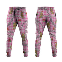 Pink Palaka Hawaii Mele Kalikimaka Jogger Pants Ohia Lehua Shell Leis Funny Gingerbread Santa - Polynesian Pride