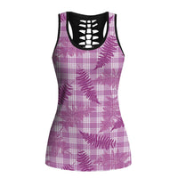 Pink Palaka Hawaii Palapalai Hollow Tank Top Hawaiian Fern