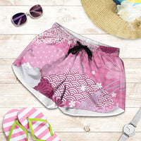 Pink Palaka Japanese Traditional Shorts for Women Asanoha Seigaiha Sakura Motif LT14 Pink - Polynesian Pride