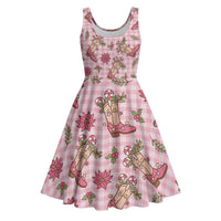 Pink Paniolo Palaka Hawaiian Cowgirl Christmas Midi Dress LT9 Pink - Polynesian Pride