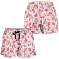 Pink Paniolo Palaka Hawaiian Cowgirl Christmas Shorts for Women LT9 - Polynesian Pride