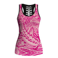 Pink Polynesia Hollow Tank Top Hawaiian Tribal Hammerhead Shark Tattoo - Polynesian Pride
