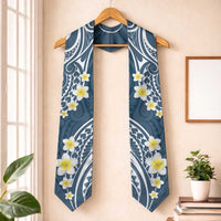 Plumeria With Blue Polynesian Tattoo Pattern Graduation Stole