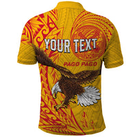 Personalised American Samoa Flag Day Polo Shirt Fautasi Race Pago Pago-Aeto Eagle Wings Tribal Seal Style LT03 - Polynesian Pride