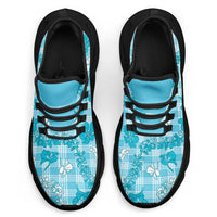 Polu Aloha Hawaii Clunky Sneakers Plumeria Lei With Palaka Motif - Polynesian Pride