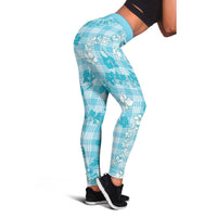 Polu Aloha Hawaii Leggings Plumeria Lei With Palaka Motif - Polynesian Pride