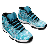 Polu Aloha Hawaii Sneakers J11 Plumeria Lei With Palaka Motif - Polynesian Pride