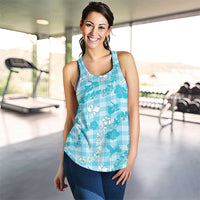 Polu Aloha Hawaii Women Racerback Tank Plumeria Lei With Palaka Motif LT14 - Polynesian Pride