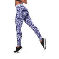 Polu Palaka Quilt Hawaii Leggings Hawaiian Tropical Monstera Sea Turtle