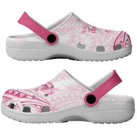 Polynesia Breast Cancer Awareness Clogs Shoes No One Fights Alone Turtle Ribbon - Black Version