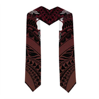 Polynesia Floral Tattoo Graduation Stole With Red Gradient Plumeria