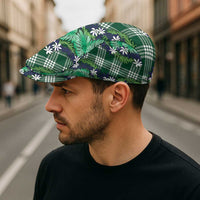 Polynesian Monstera Tiare Floral Jeff Hat Forest Green Tropical Plaid - Polynesian Pride