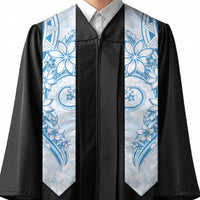 Polynesian Pattern With Plumeria Flowers Graduation Stole Blue