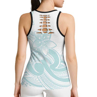 Polynesian Tribal Plumeria Lotu Tamaiti Hollow Tank Top Pastel Cyan LT9 - Polynesian Pride